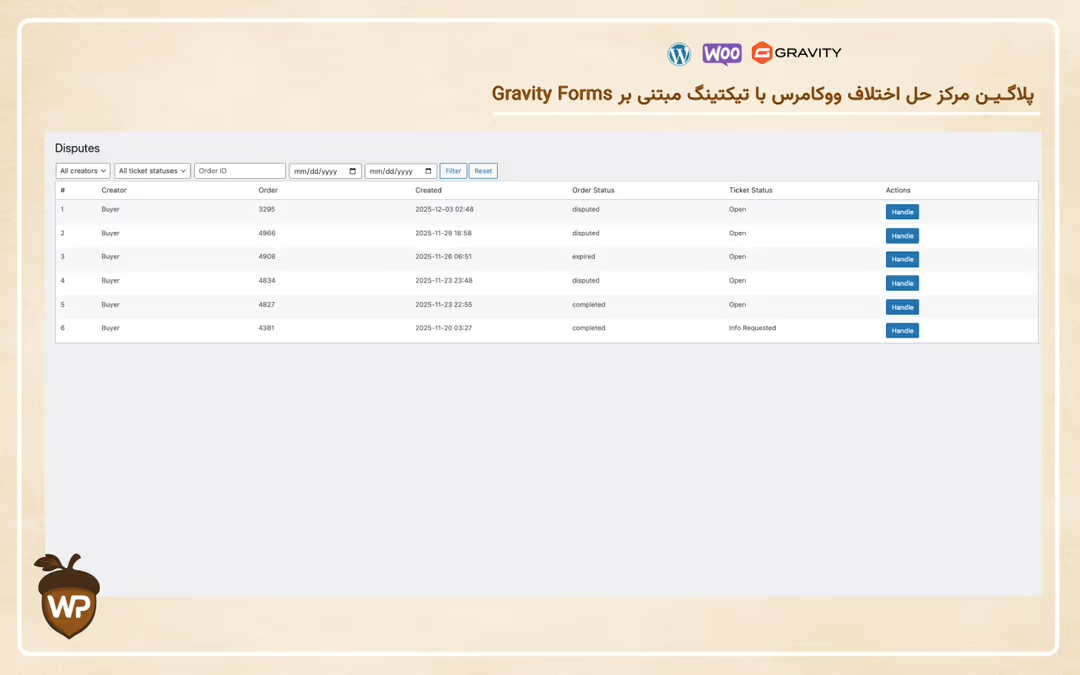 مرکز حل اختلاف ووکامرس مبتنی‌بر Gravity Forms